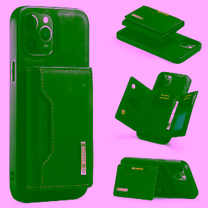 Husa magnetica din piele pentru iPhone culoarea Neagră cu suport pentru card+Folie gratis